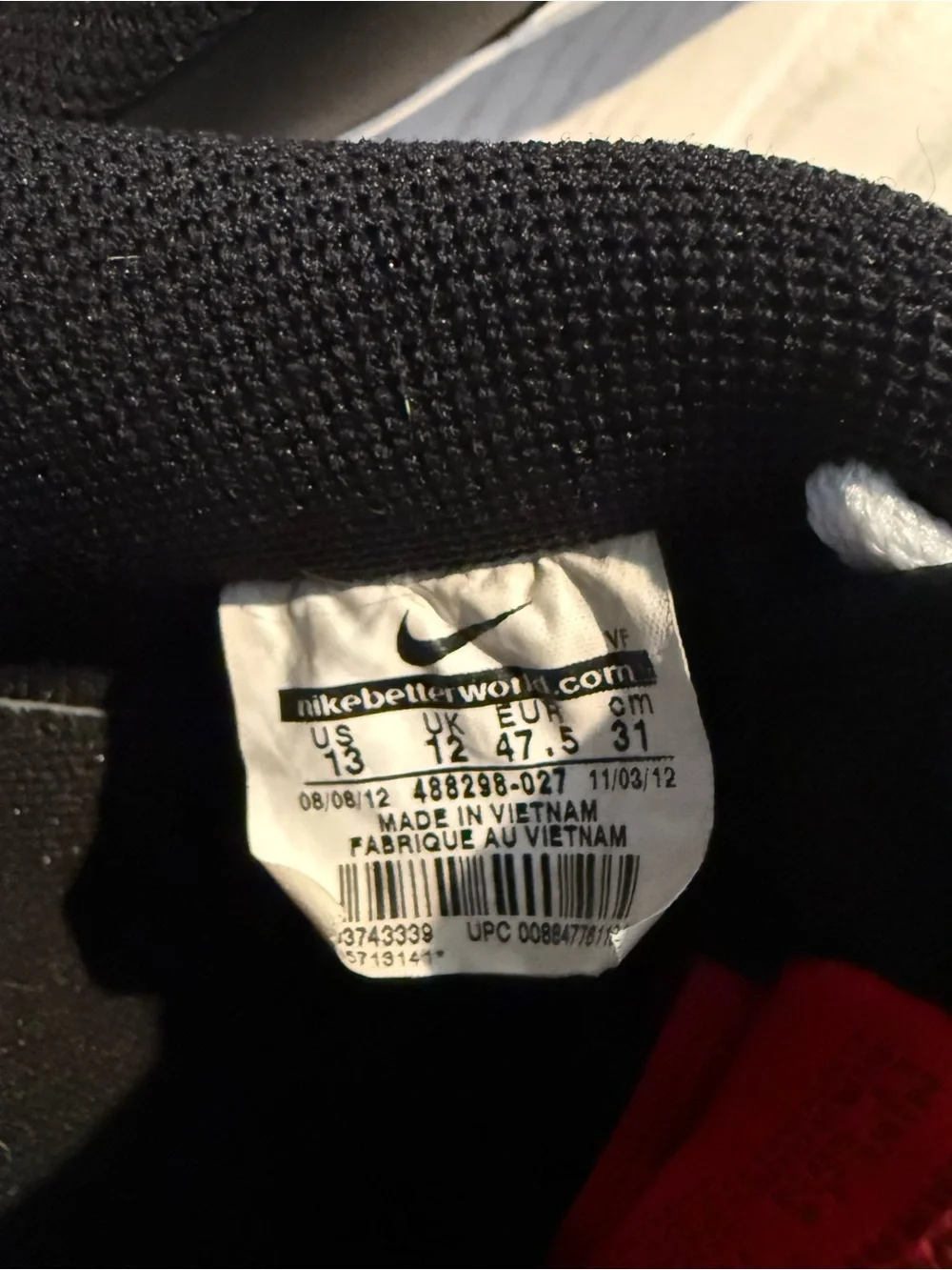 Nike Air Force 1 Low Men’s 13 Black White Red Leather Sneakers
